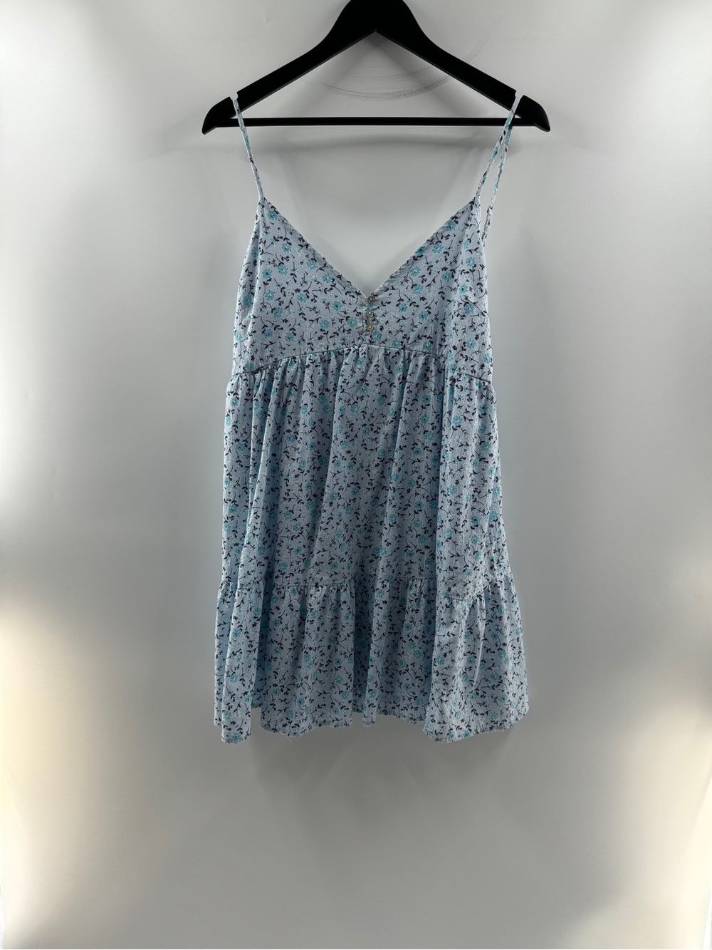 Wild Fable Light Blue Floral Tiered Mini Dress – Women's Large